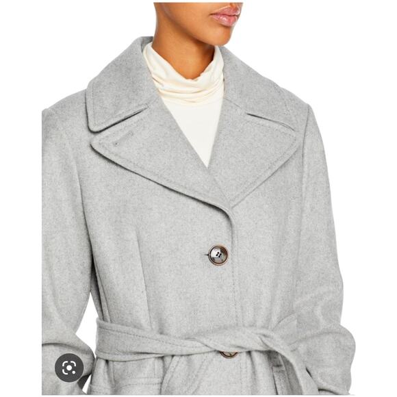 Kate Spade NWOT Gray Belted Notch Collar Coat Trench Size S Wool Blend Overcoat - Picture 2 of 12